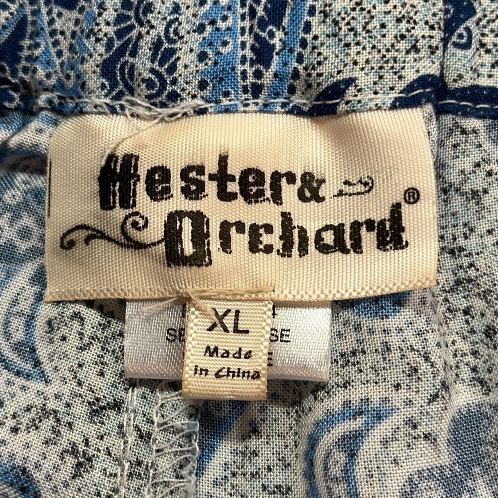 Hester & Orchard Blue Paisley Print Rayon Pull-on Boho Wide Leg Lounge Pants XL - Picture 4 of 10